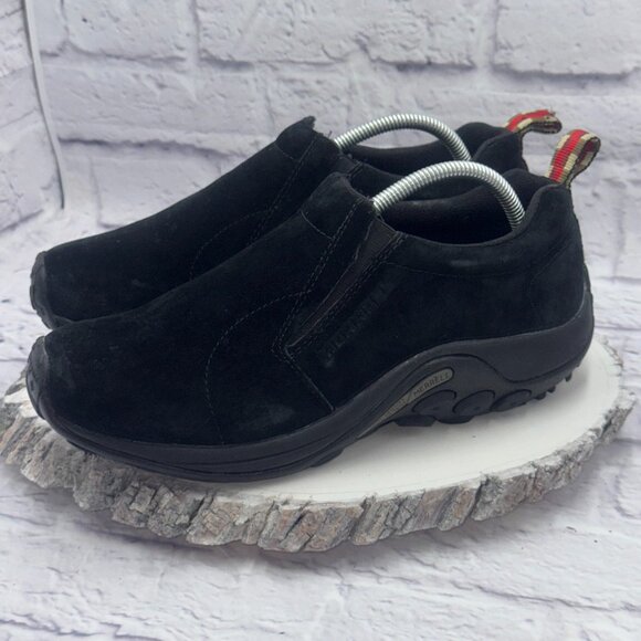 Merrell Jungle Moc Wide Mens Size 9W Black Suede Slip On Walking Hiking Shoes - Picture 2 of 11